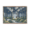 Pixel Forest Bunny Woven Blanket | Starry Night Woodland Throw