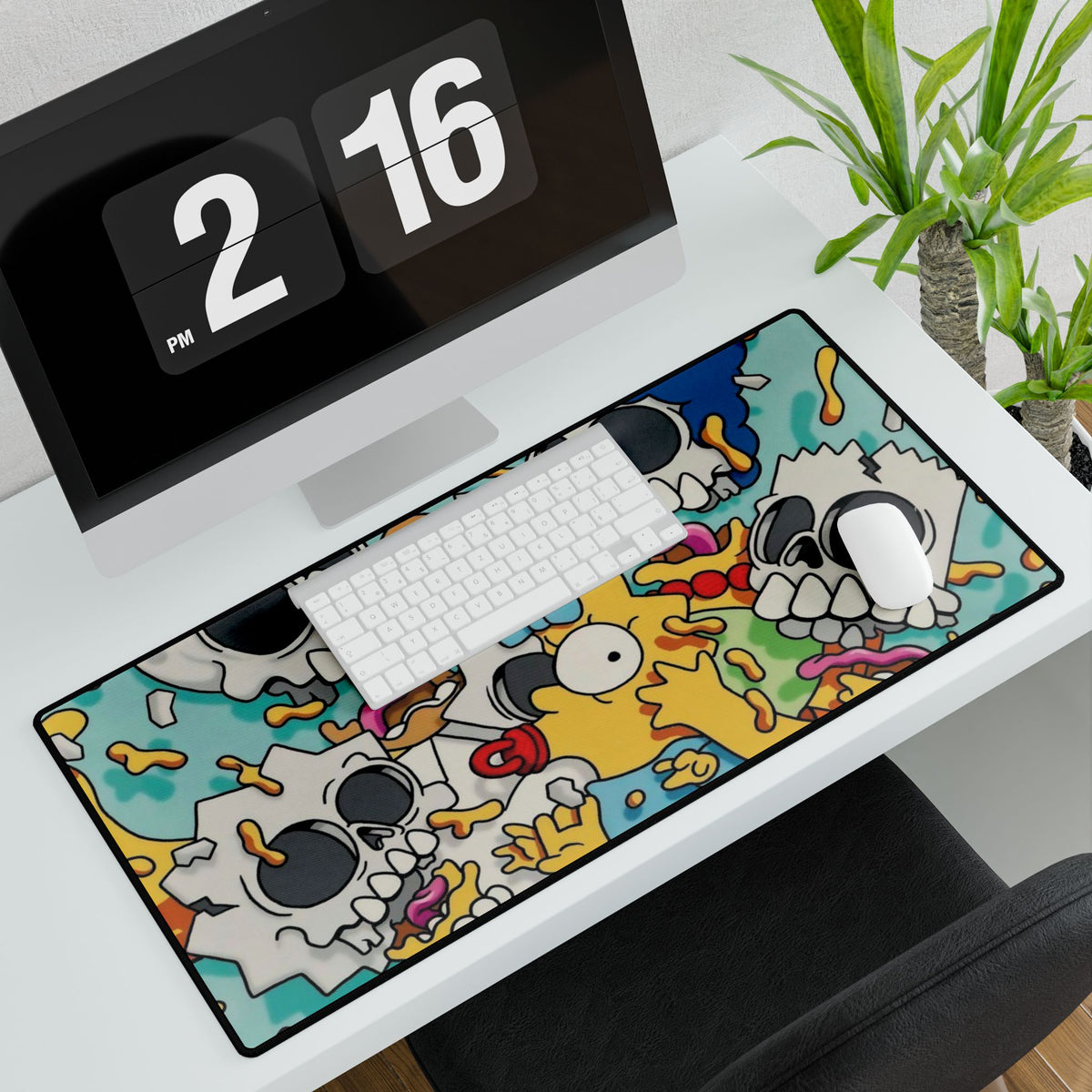 Cartoon Skull Mashup Desk Mat | Colorful Horror Pop Art