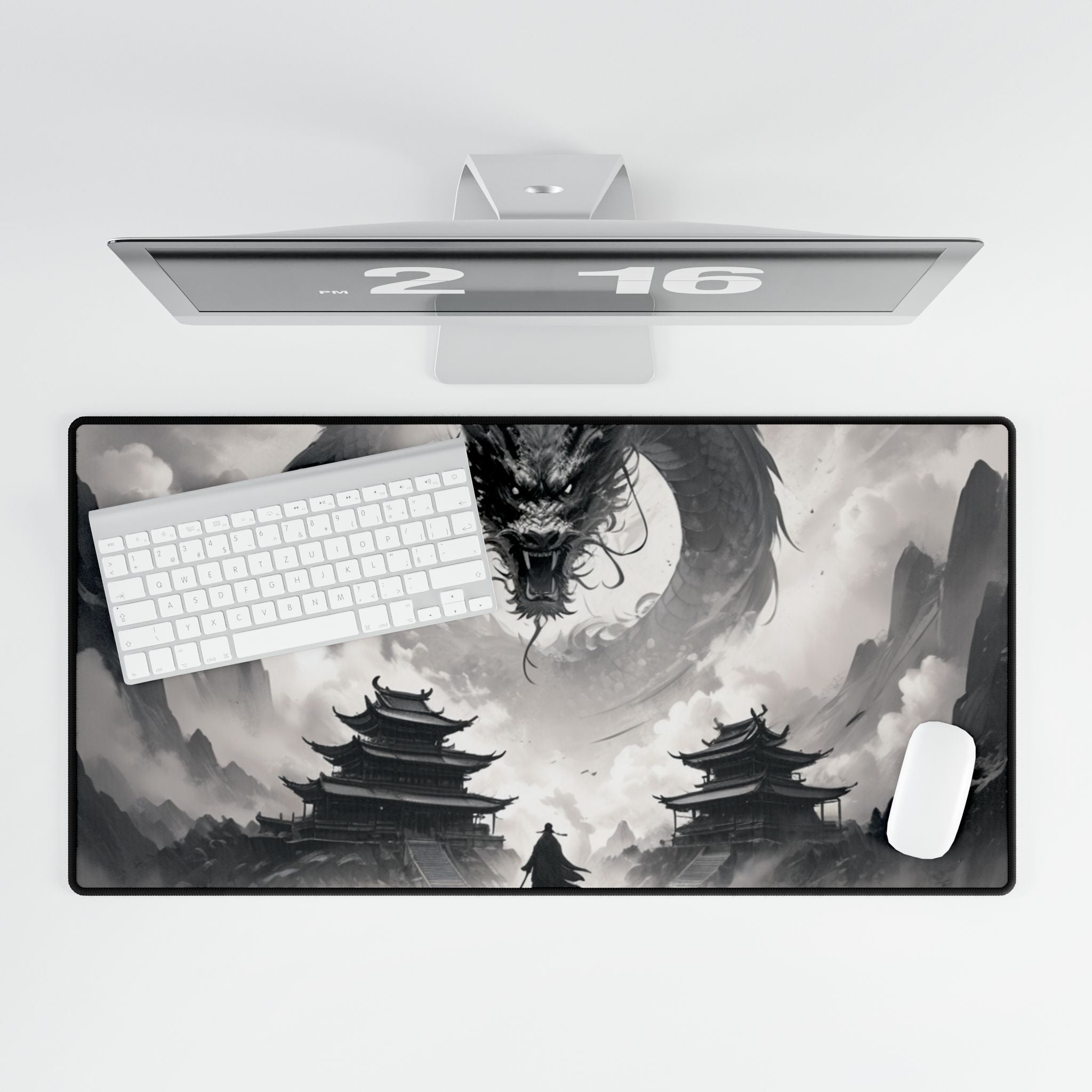 Chinese Dragon Desk Mat | XL Non-Slip Gaming & Office Mouse Pad, Landscape Art