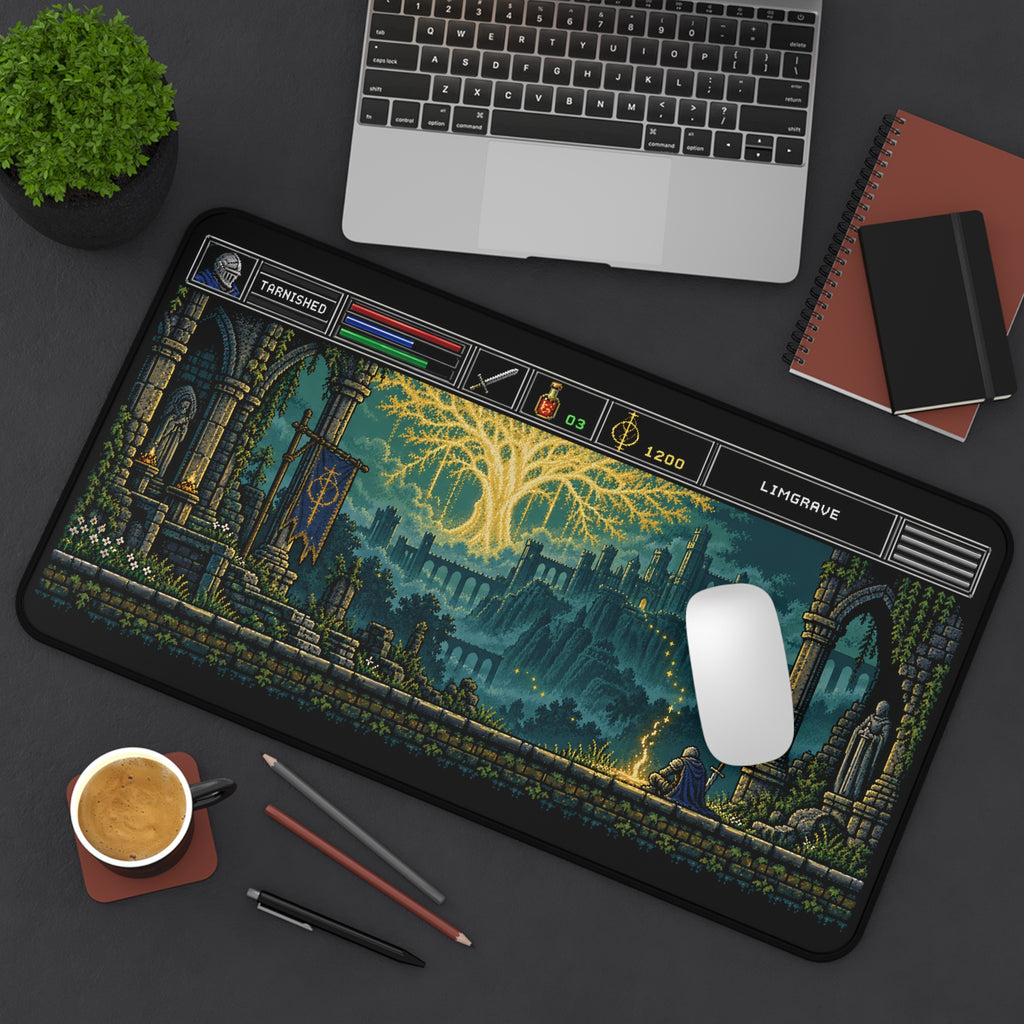 Elden Ring Inspired Mouse Pad, Erdtree & Limgrave Pixel Art Desk Mat, Non-Slip Gaming Pad, Tarnished Gift