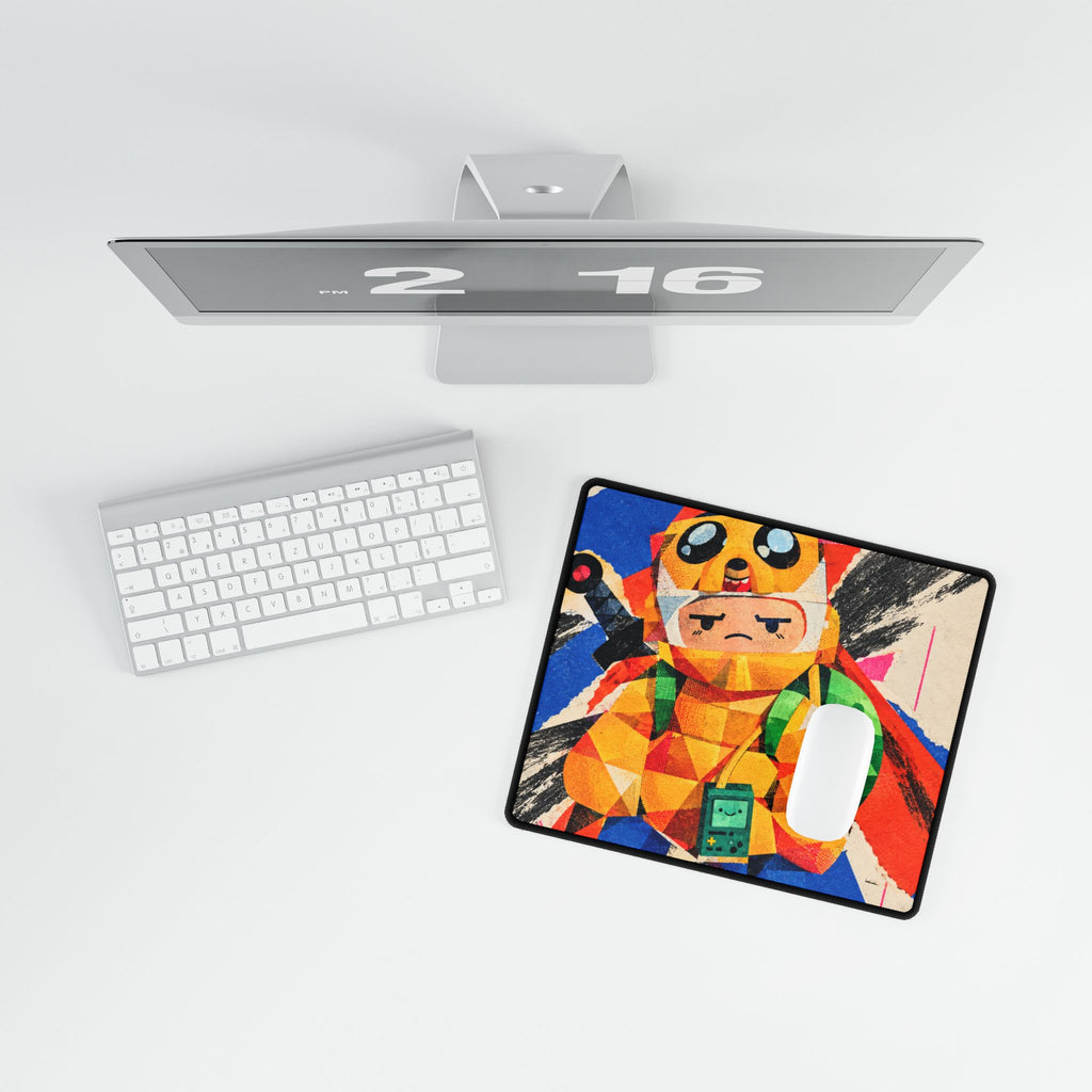 Geometric Adventure Time Cartoon Samurai Desk Mat | Large Gaming Mousepad