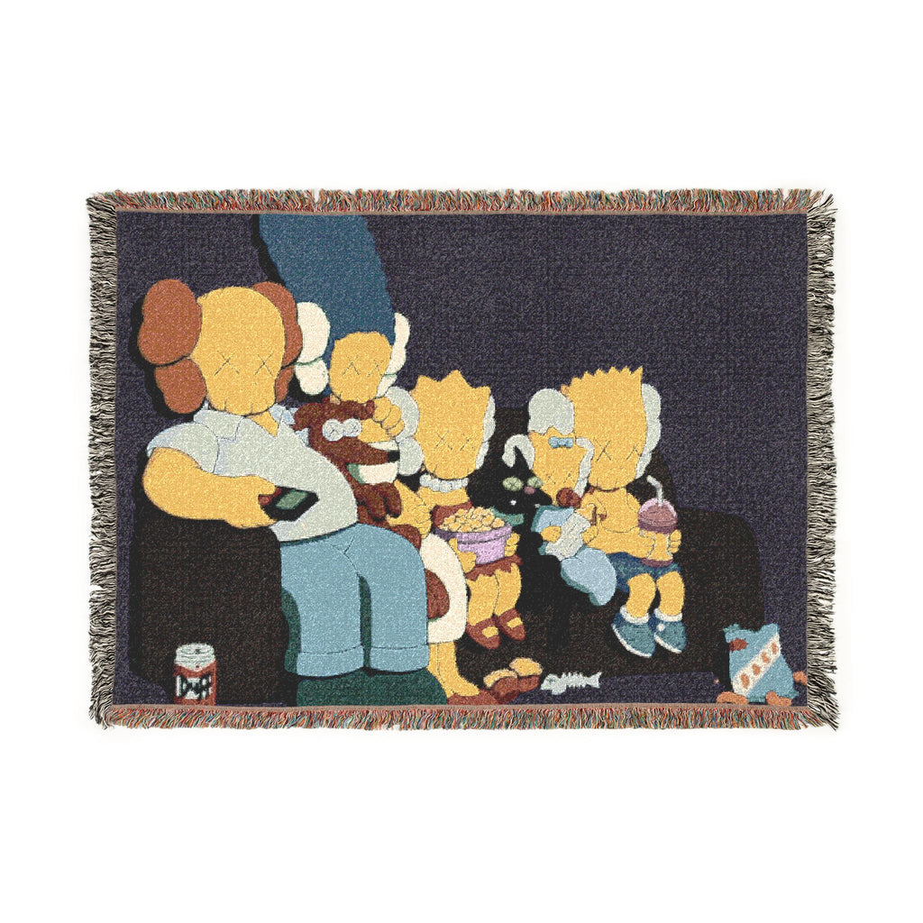 Simpsons Family Movie Night Woven Blanket | TV Cartoon Throw