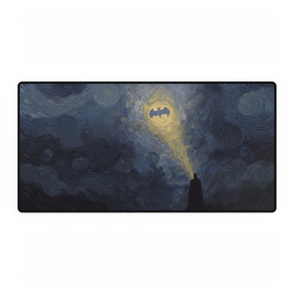 Starry Night Bat Signal Gaming & Office Mouse Pad | XL DC Desk Mat