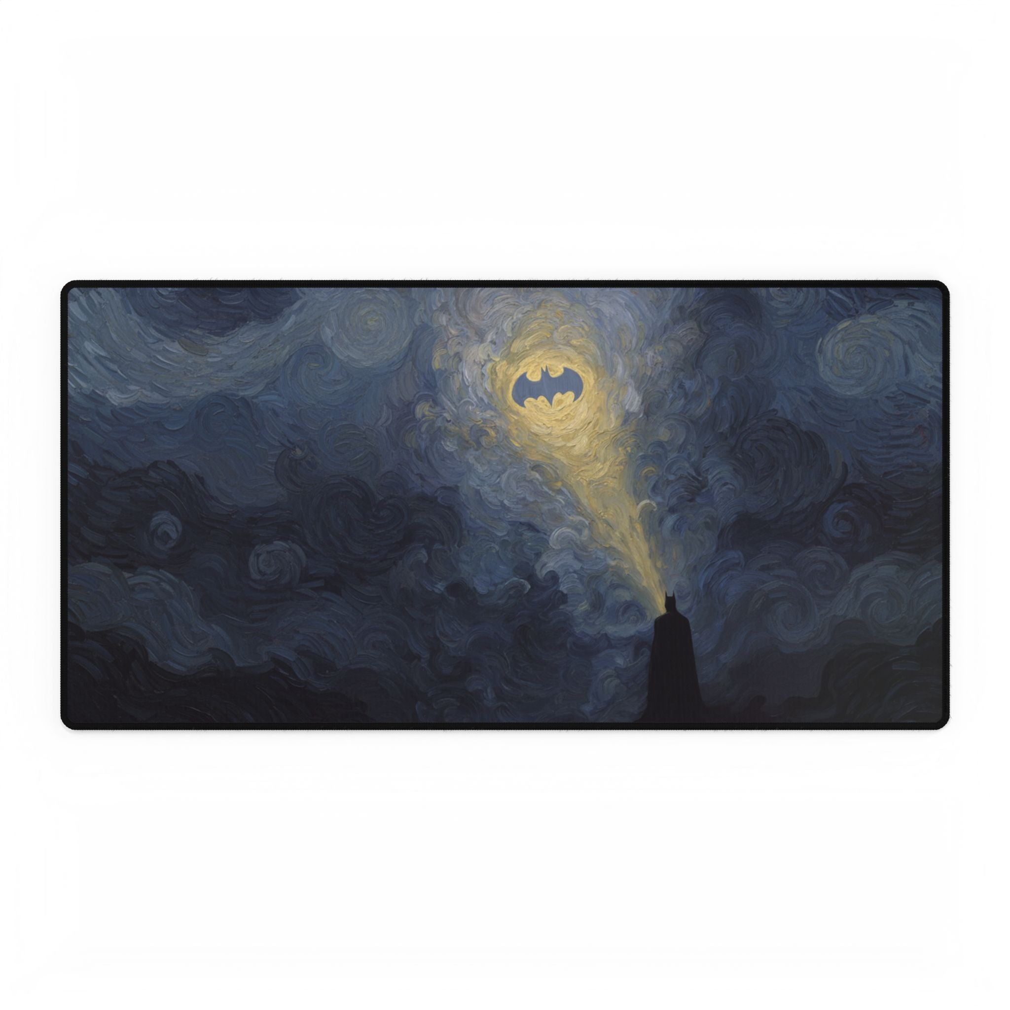 Starry Night Bat Signal Gaming & Office Mouse Pad | XL DC Desk Mat