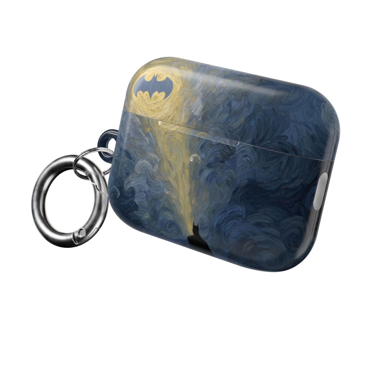 Bat Signal Starry Night AirPods Case, Dark Hero Earbud Cover, Gothic Superhero Inspired AirPod Pro Case, Glossy Full Wrap Gift