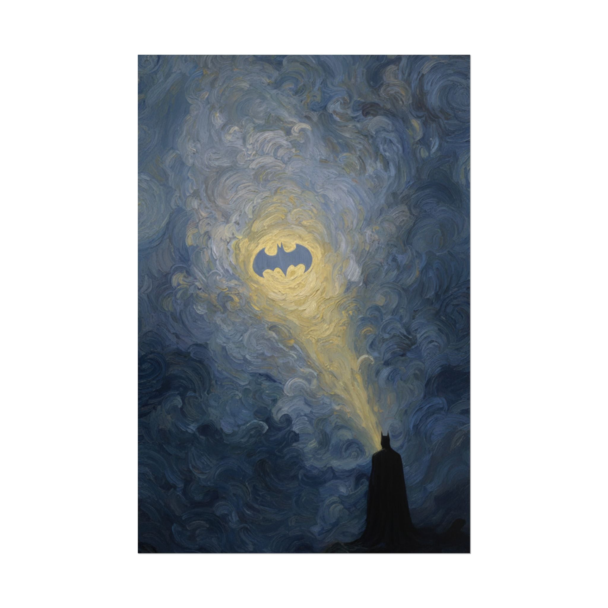 Bat Signal Starry Night Rolled Poster | Night Sky, Lighthouse Silhouette