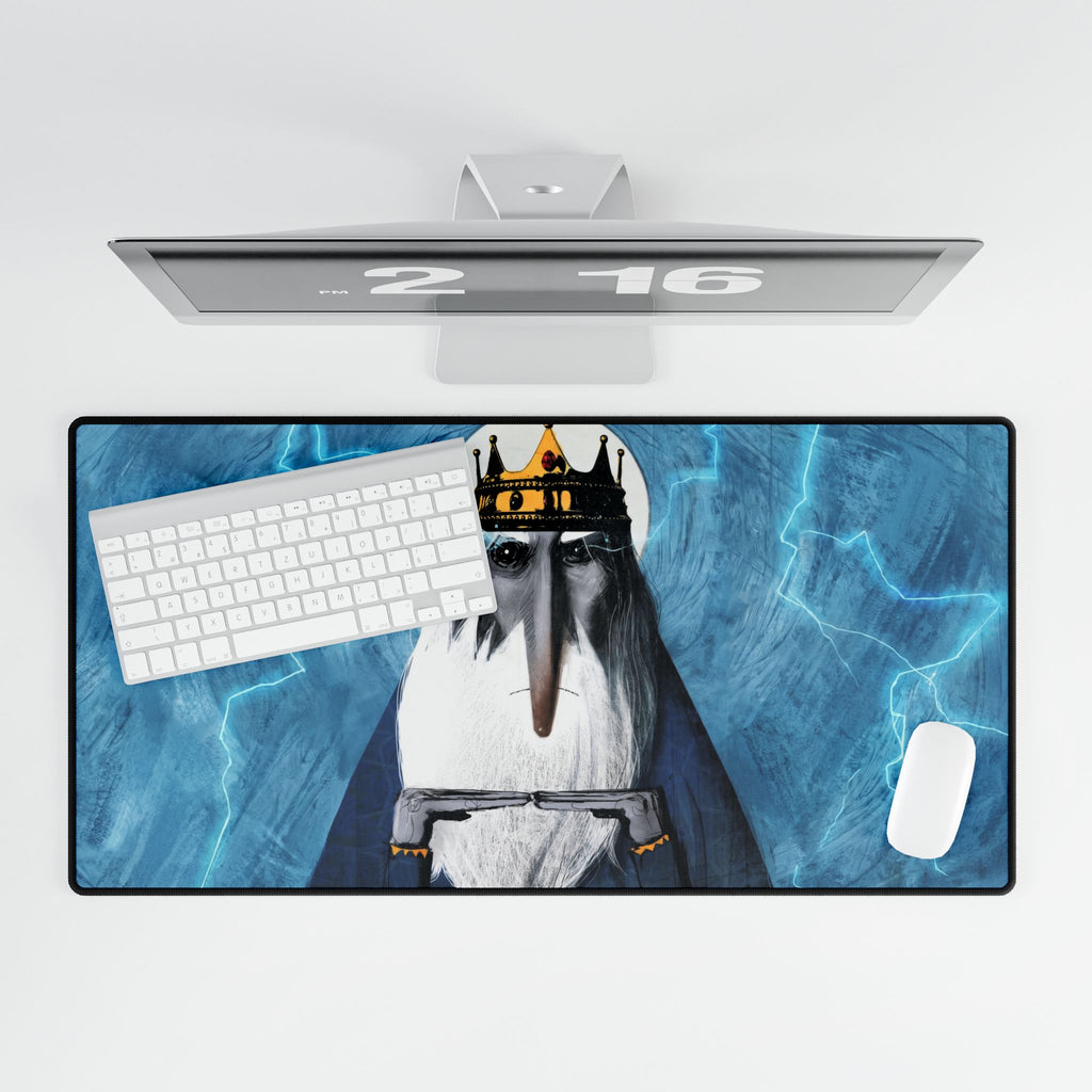 Penguin King illustration Desk Mat | Gaming Mousepad, Lightning Background