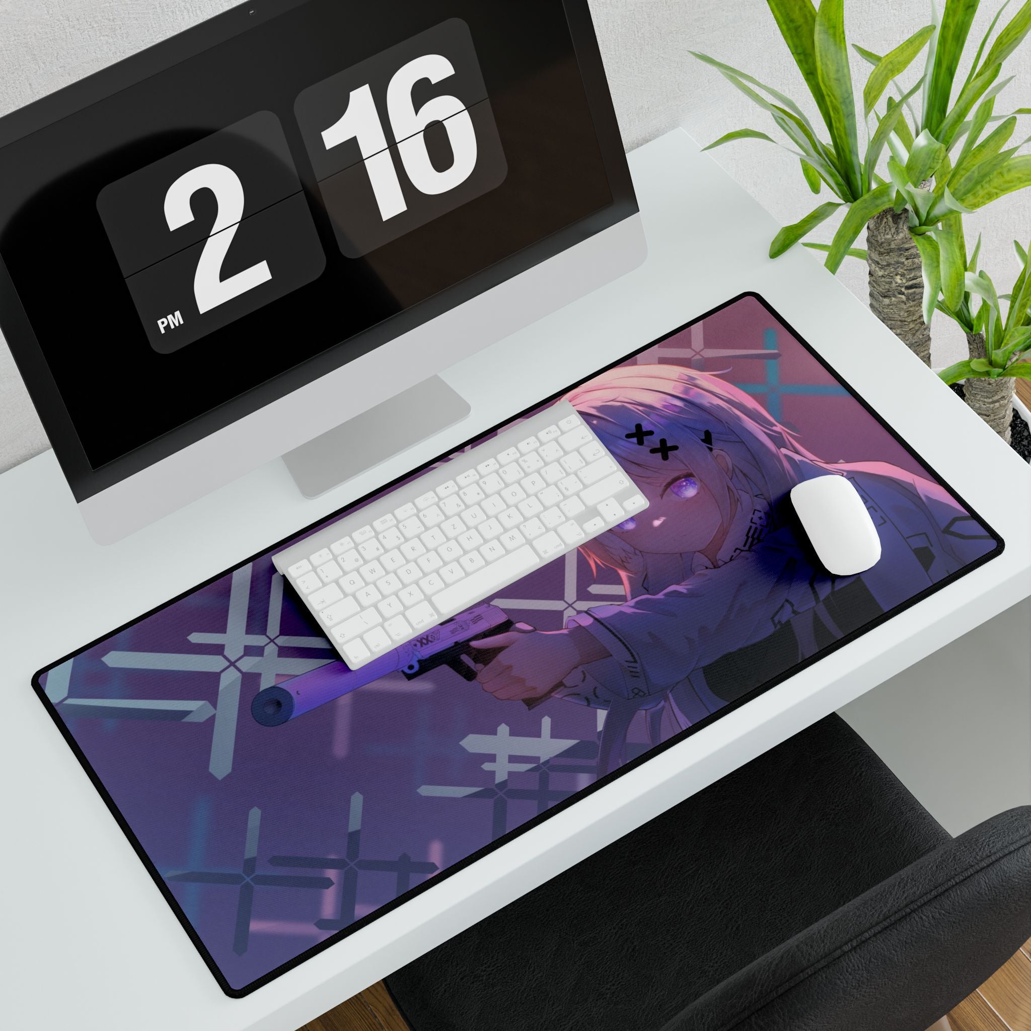 Anime Girl with Gun Desk Mat | Large Extended Gaming Mouse Pad