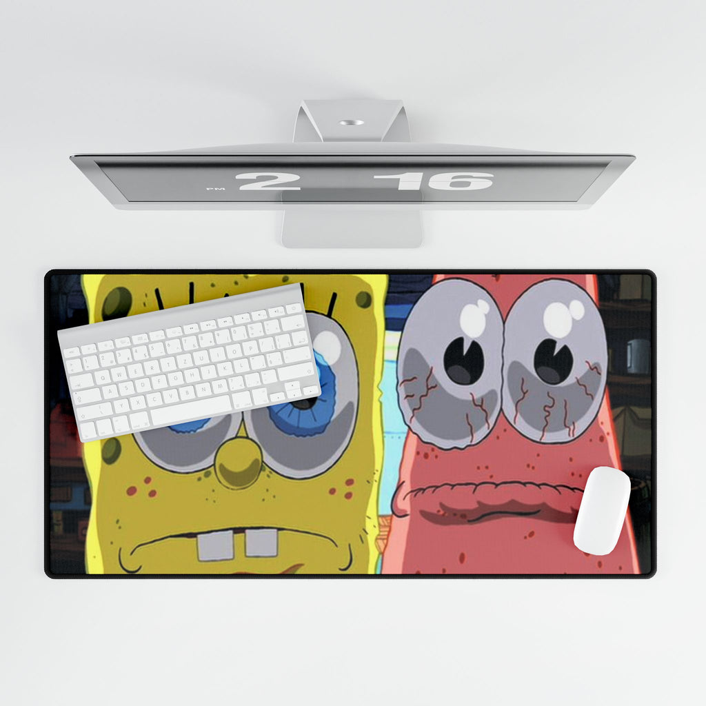 Wide Cartoon Eyes Sponge & Starfish Desk Mat | Large Gaming Mousepad