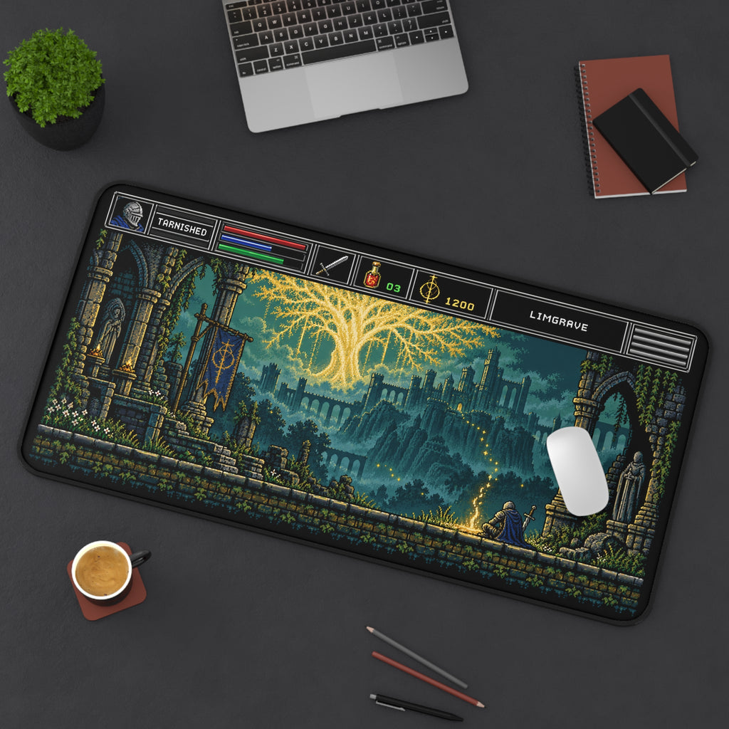 Elden Ring Inspired Mouse Pad, Erdtree & Limgrave Pixel Art Desk Mat, Non-Slip Gaming Pad, Tarnished Gift