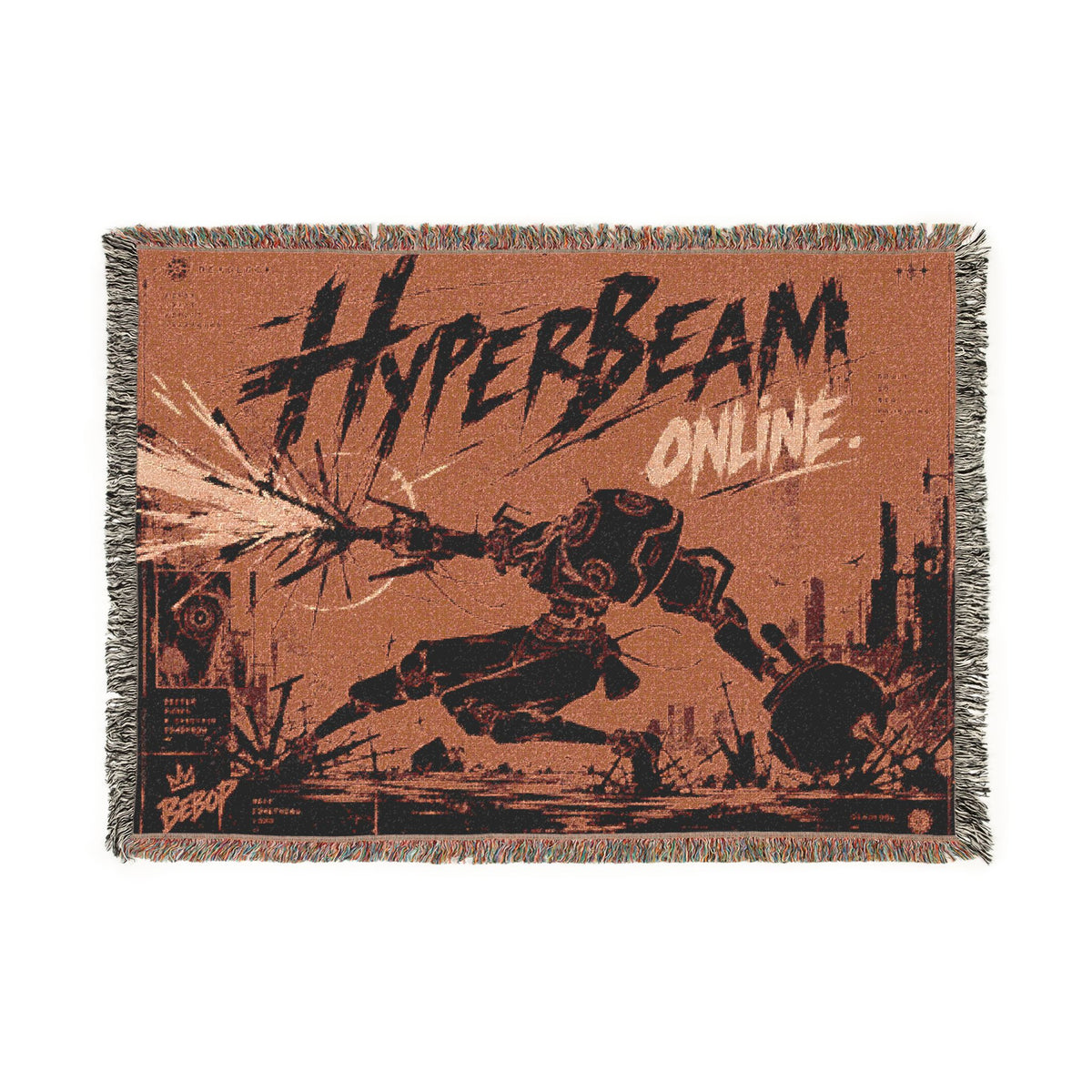 Deadlock Bepop Hyper Beam Woven Blanket, 100% Cotton Throw with Fringe, Vintage Gaming Decor, Gamer Gift