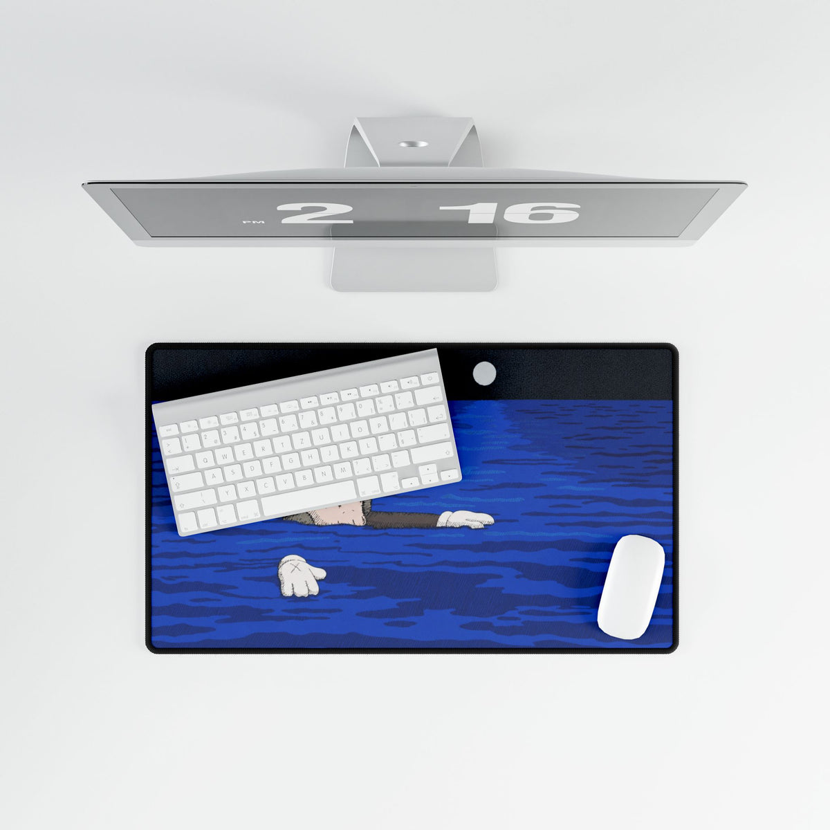Floating Cartoon Character Desk Mat | Blue Ocean Scene