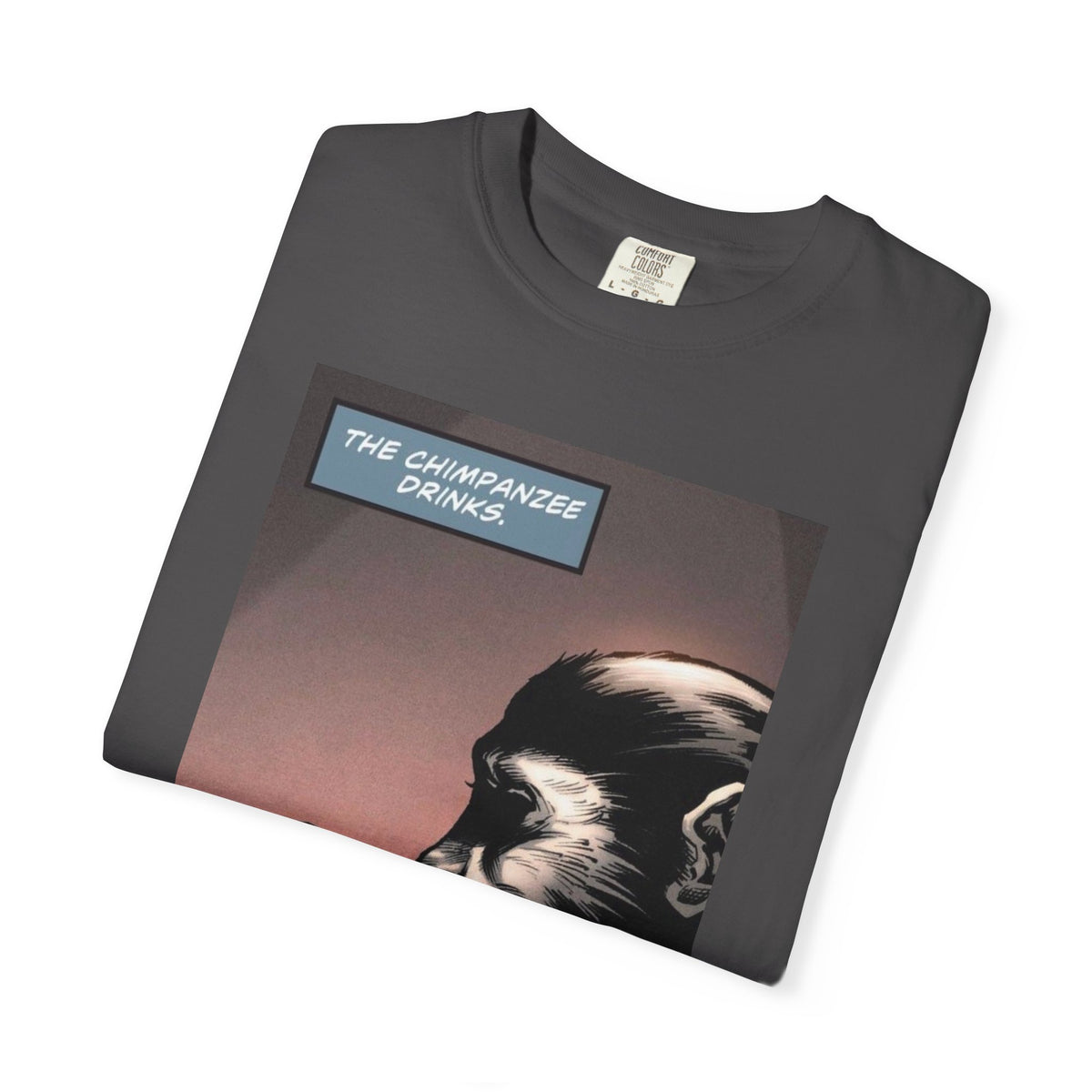 Chimpanzee Drinking Whiskey T-Shirt | Retro Comic Ape Illustration