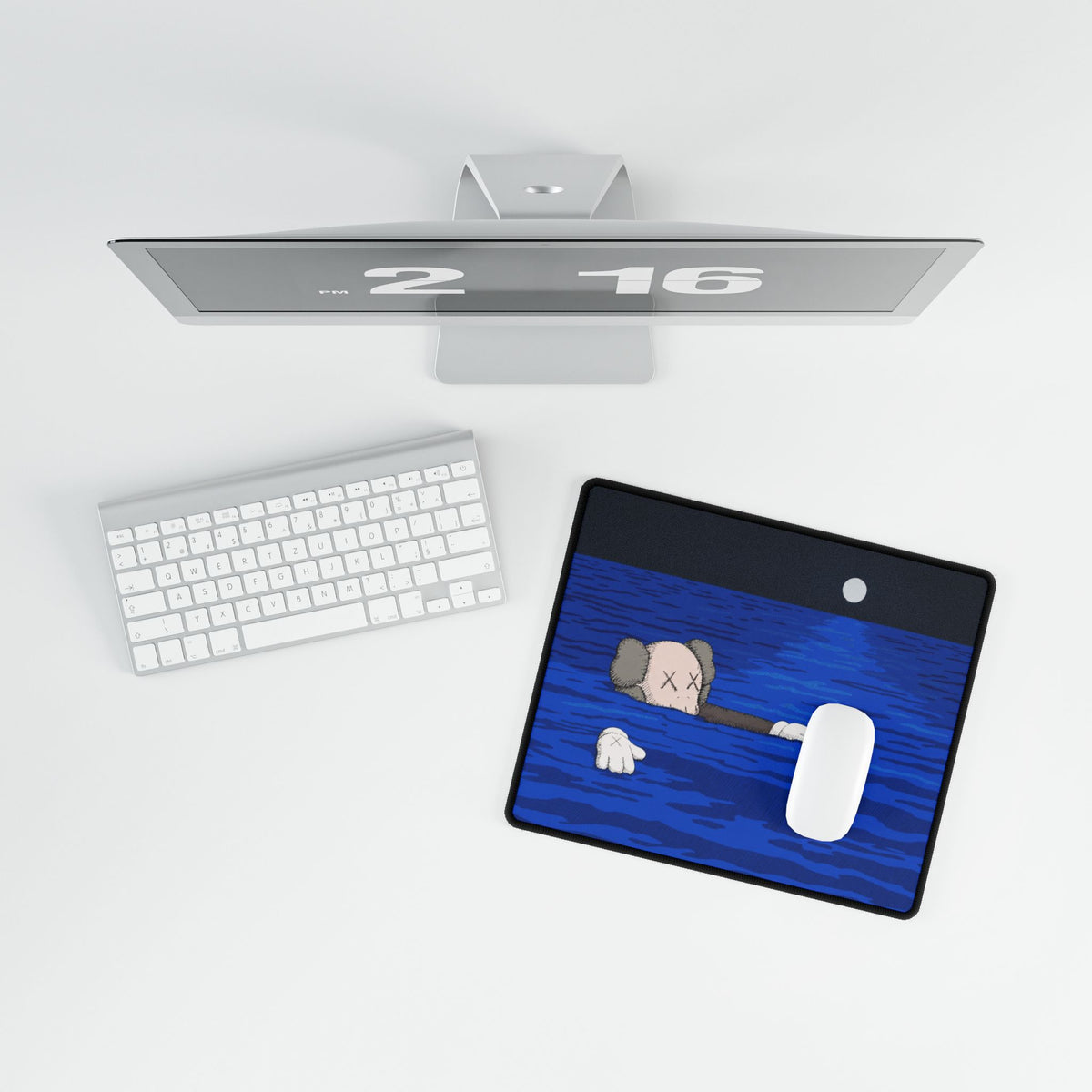 Floating Cartoon Character Desk Mat | Blue Ocean Scene