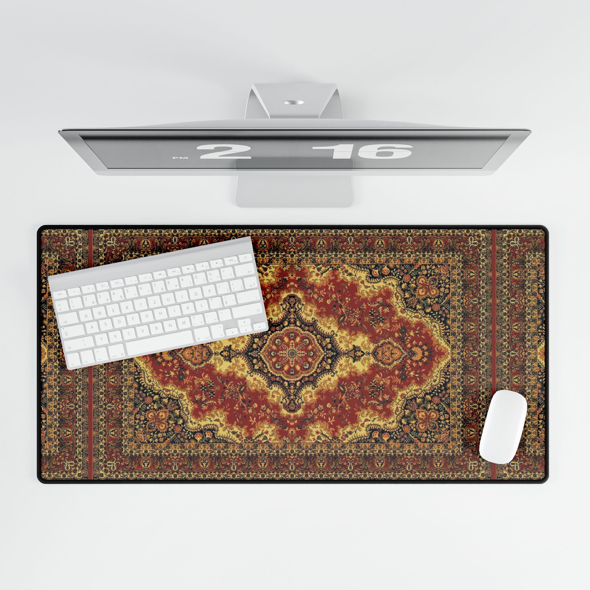 Red Persian Rug Desk Mat | Non-Slip Gaming & Office Mouse Pad, Three Sizes