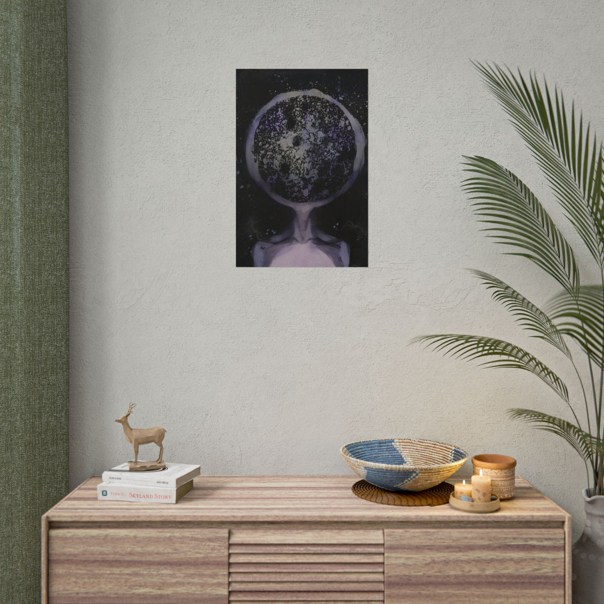 Disco Elysium Inland Empire Surreal Moon Head Rolled Poster | Cosmic Skeleton Wall Decor