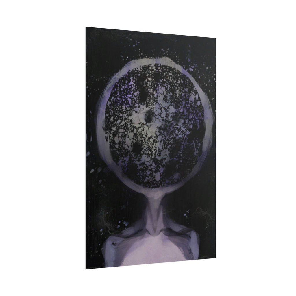 Disco Elysium Inland Empire Surreal Moon Head Rolled Poster | Cosmic Skeleton Wall Decor