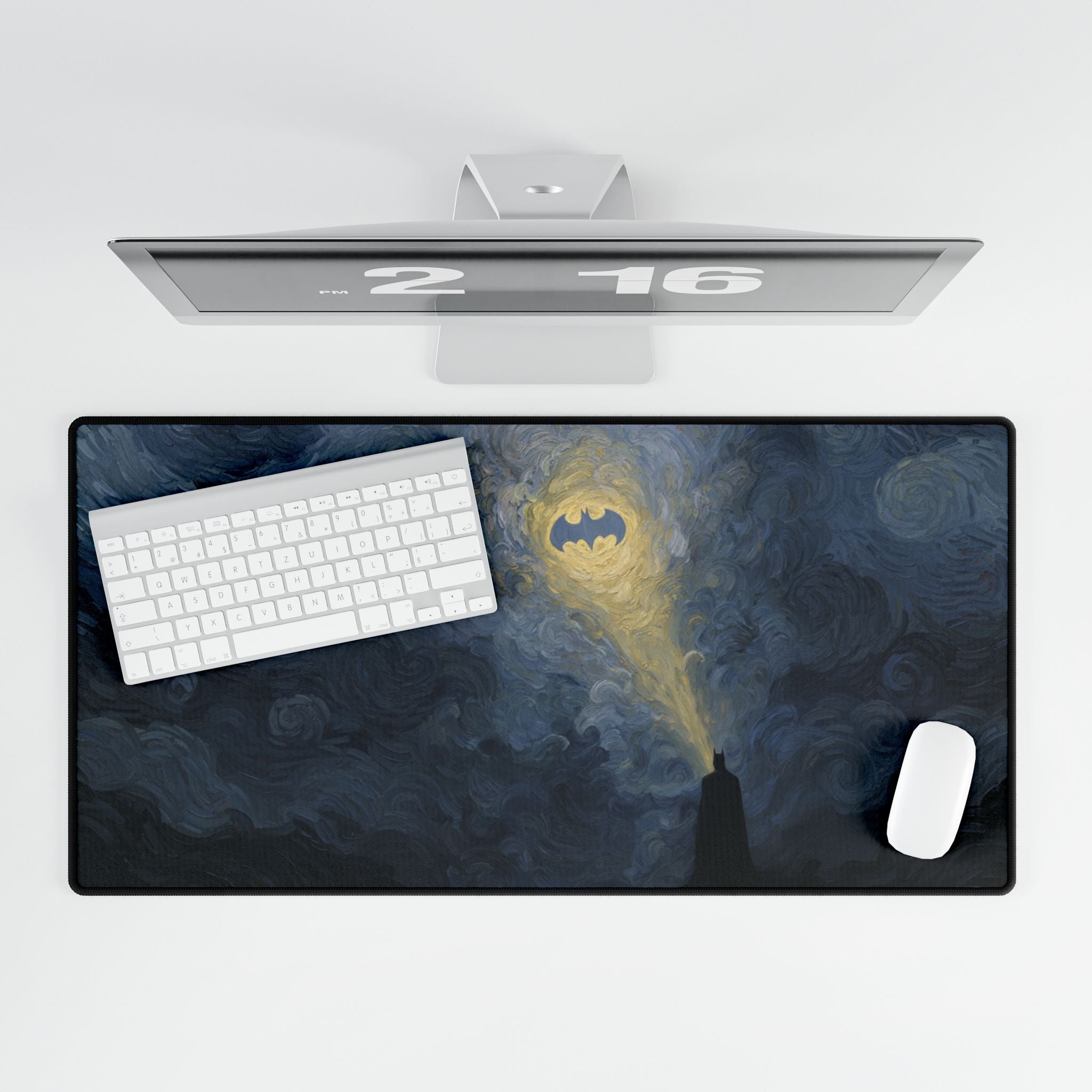Starry Night Bat Signal Gaming & Office Mouse Pad | XL DC Desk Mat