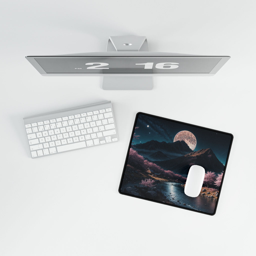 Moonlit Cherry Blossom Valley Desk Mat | Non-Slip Anime Gaming Mouse Pad