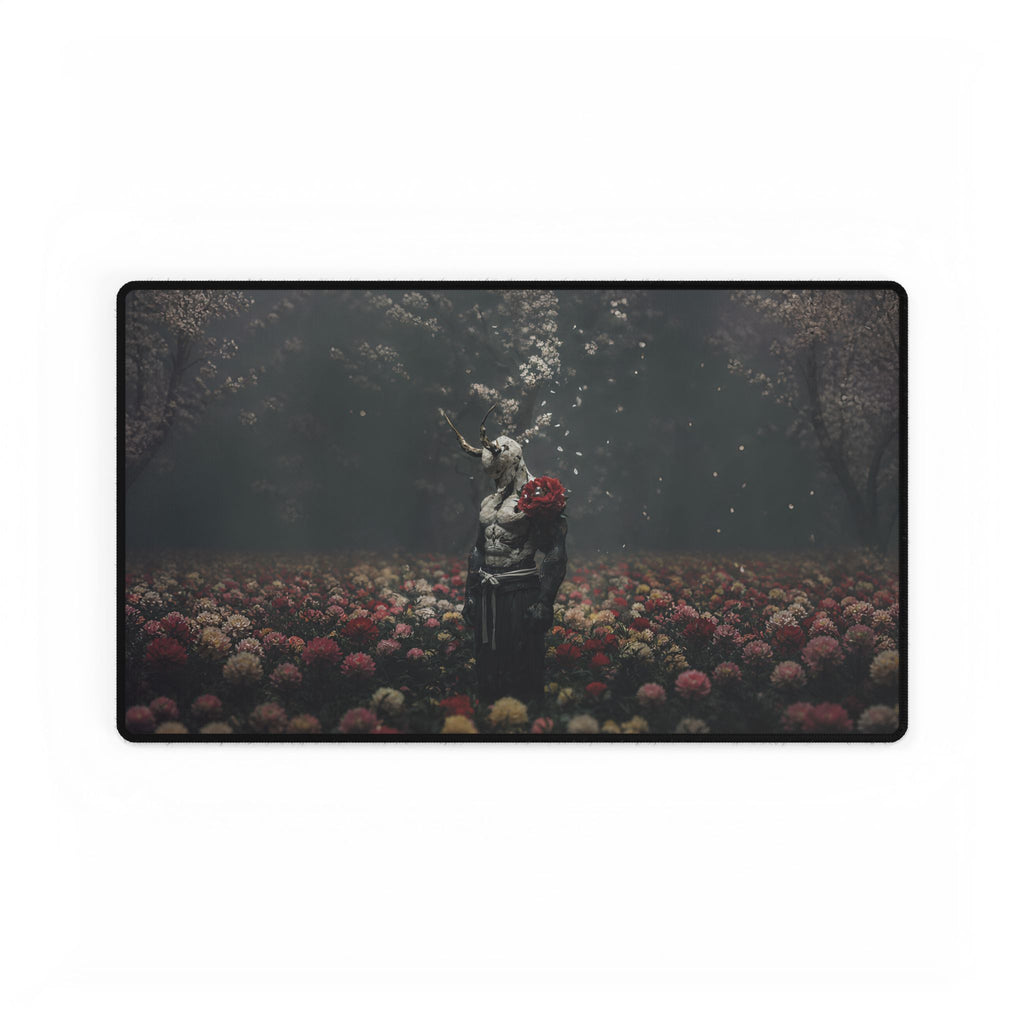 Mahoraga Gothic Garden Desk Mat — Surreal Floral Nightscape Mouse Pad