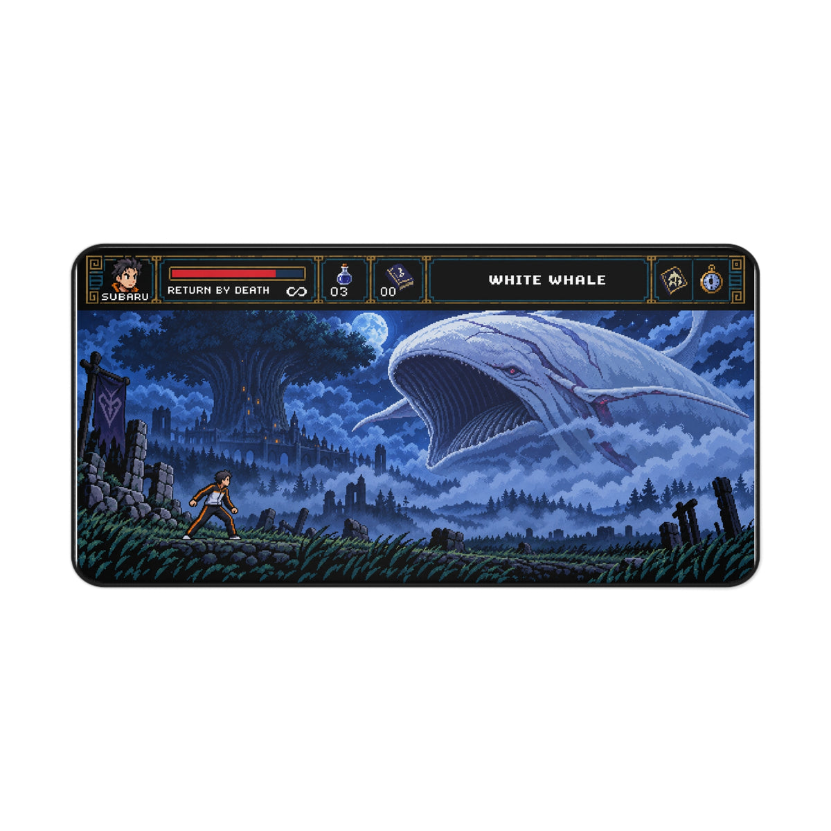 Legiana Pixel Art Mousepad, Coral Highlands Gaming Desk Mat, Monster Hunter Inspired 8 Bit Neoprene Mouse Pad, Fantasy Dragon Desk Mat