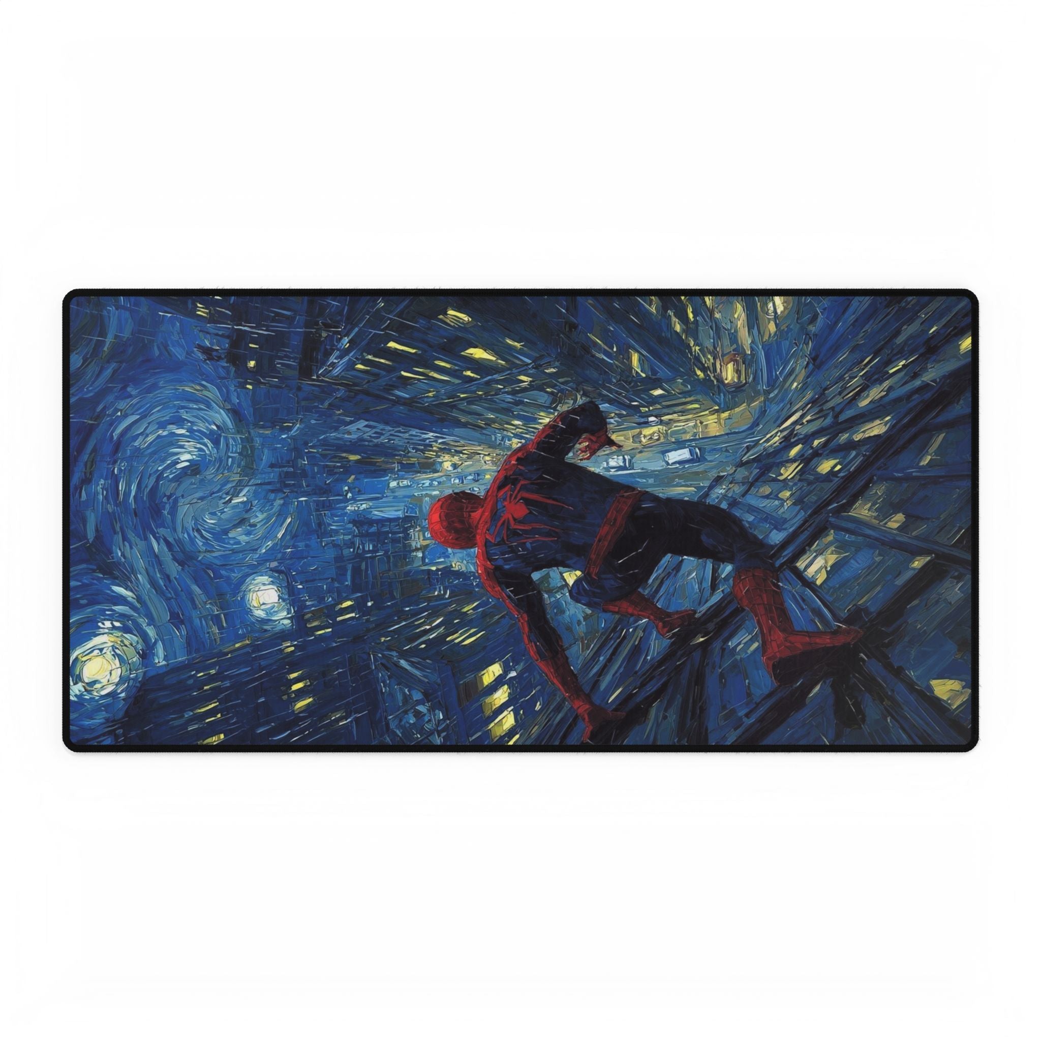Starry City Night Spider-Hero Desk Mat | XL Superhero Gaming Mousepad