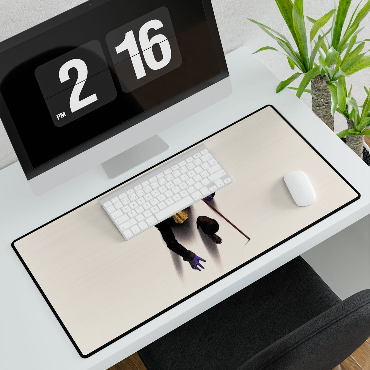 Bizzare Gentleman Illustration Desk Mat | Vintage Dandy, Cane & Hat Mouse Pad