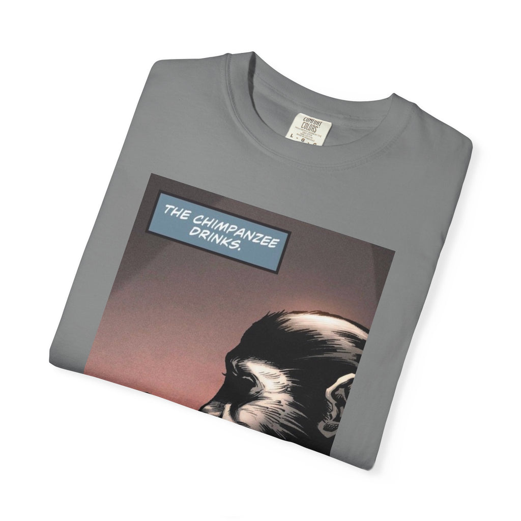 Chimpanzee Drinking Whiskey T-Shirt | Retro Comic Ape Illustration