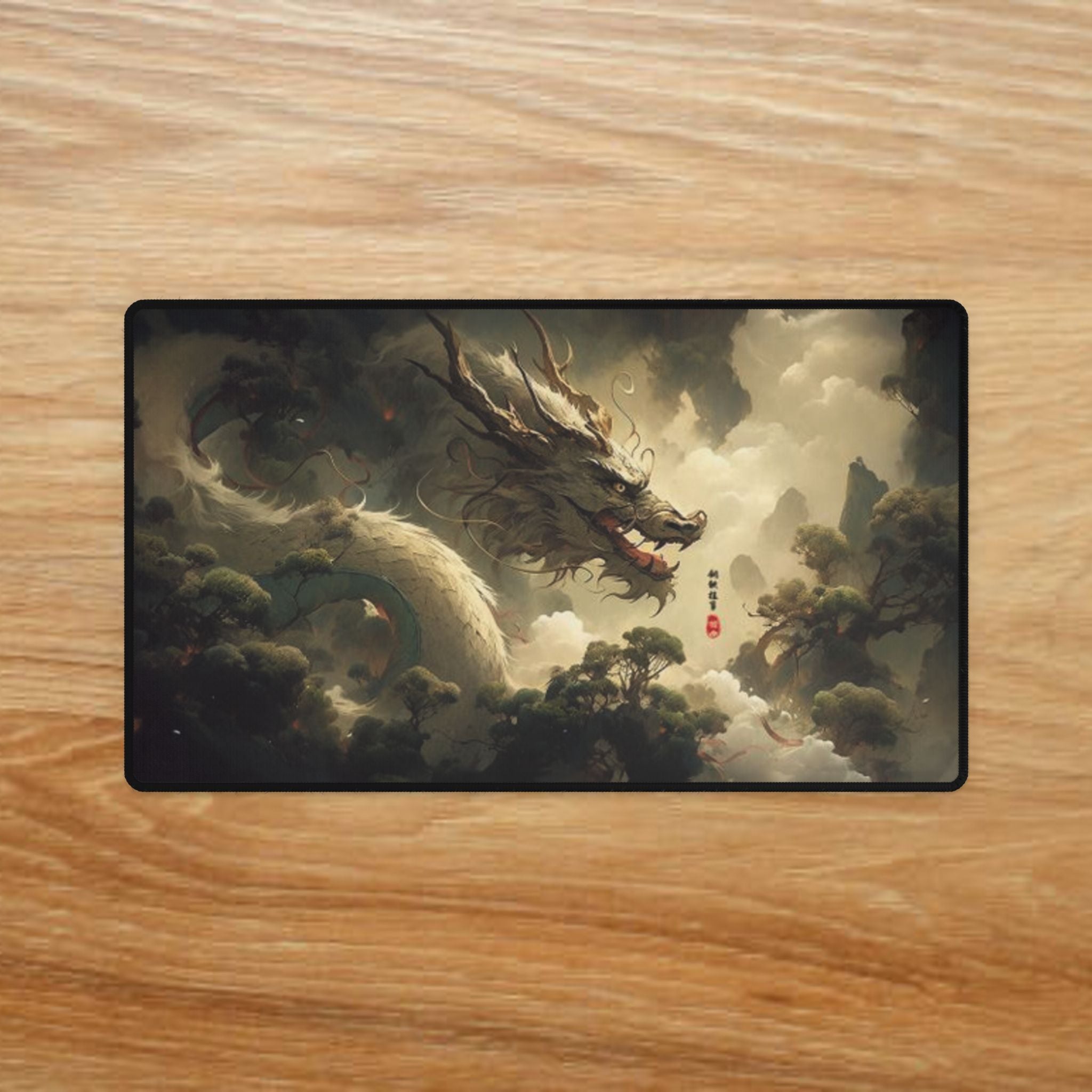 Serpent of the Clouds Chinese Dragon Desk Mat | XL Non-Slip Gaming Mouse Pad
