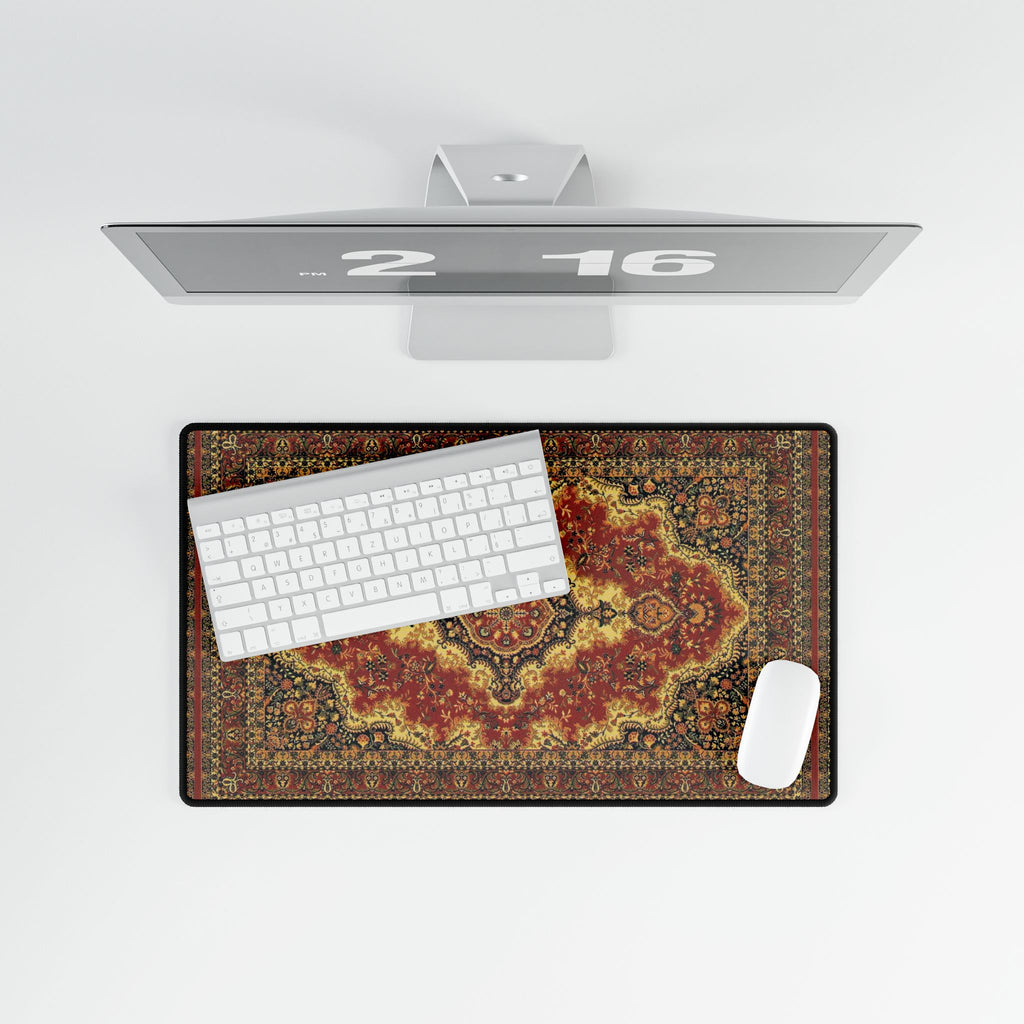 Red Persian Rug Desk Mat | Non-Slip Gaming & Office Mouse Pad, Three Sizes
