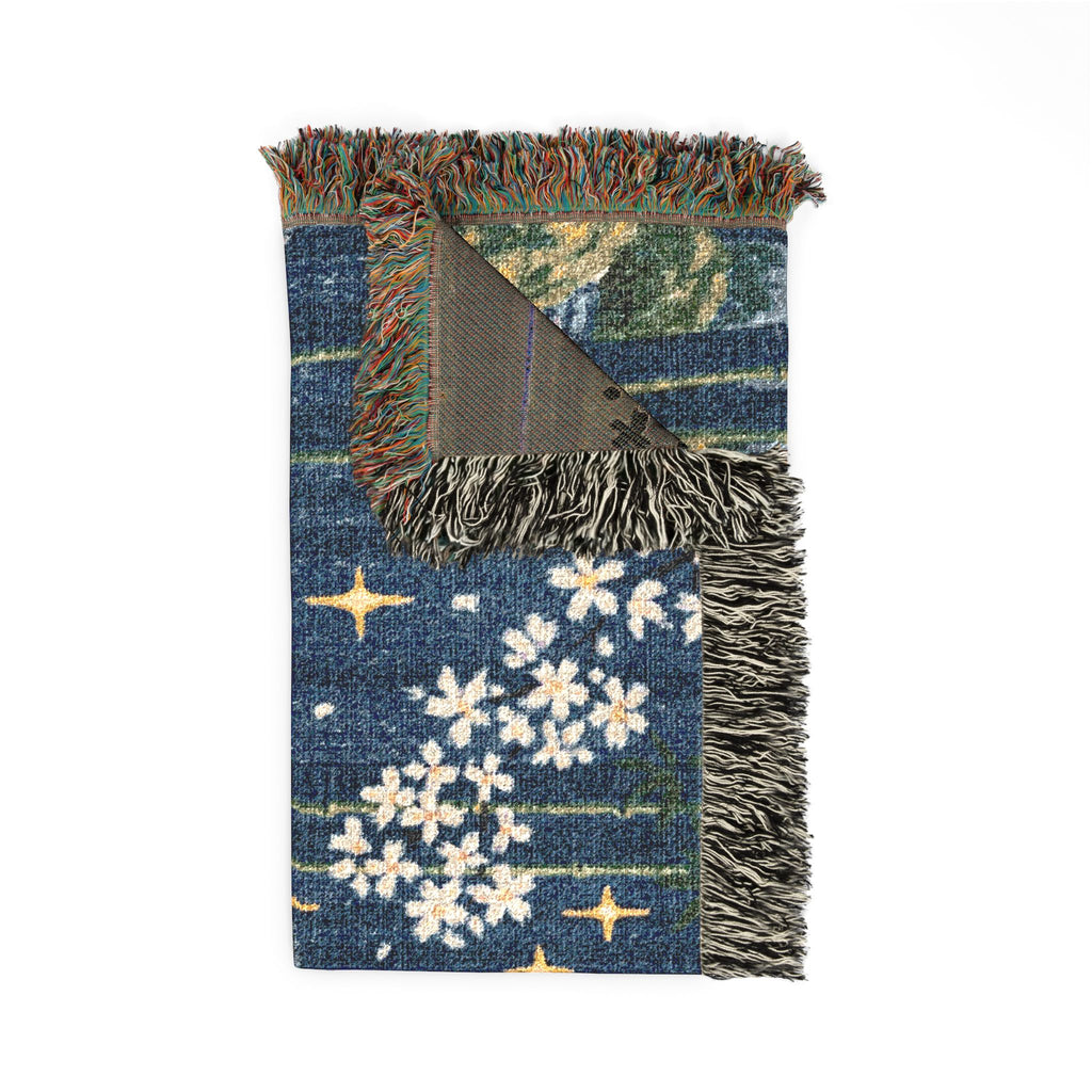 Pixel Forest Bunny Woven Blanket | Starry Night Woodland Throw