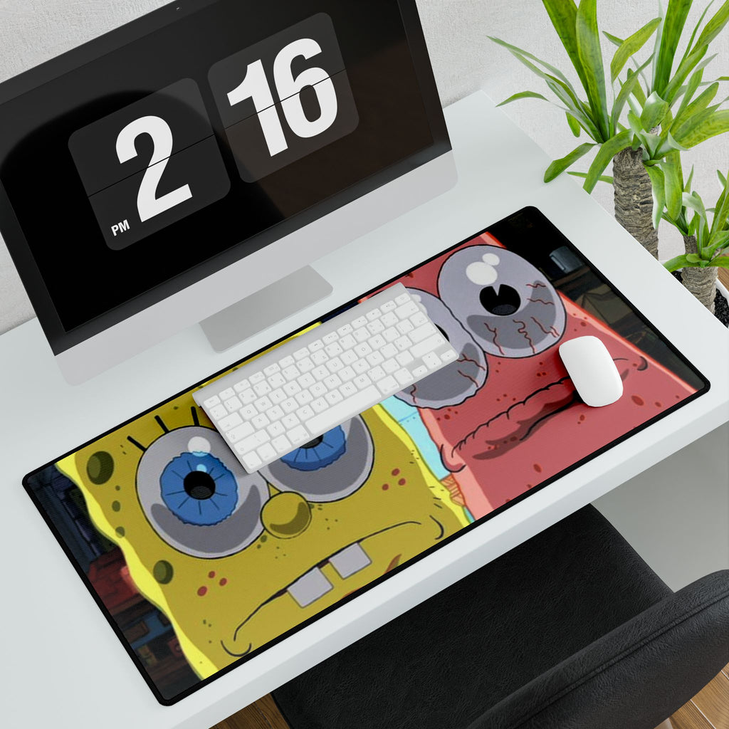 Wide Cartoon Eyes Sponge & Starfish Desk Mat | Large Gaming Mousepad