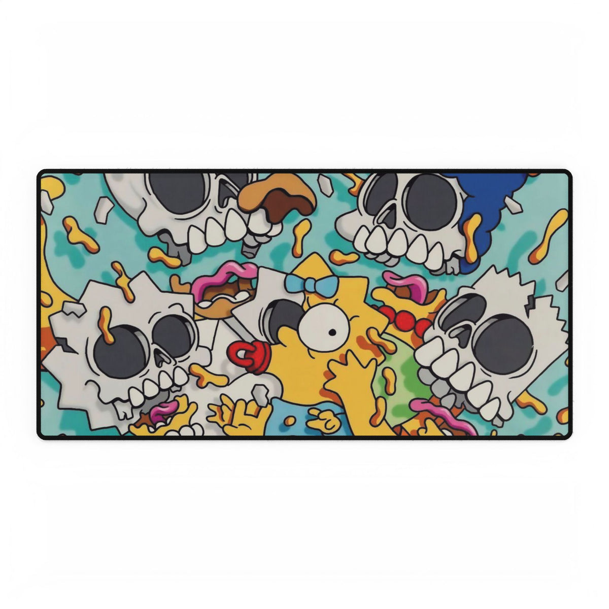Cartoon Skull Mashup Desk Mat | Colorful Horror Pop Art
