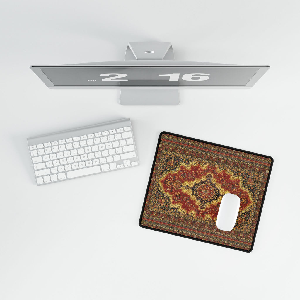 Red Persian Rug Desk Mat | Non-Slip Gaming & Office Mouse Pad, Three Sizes