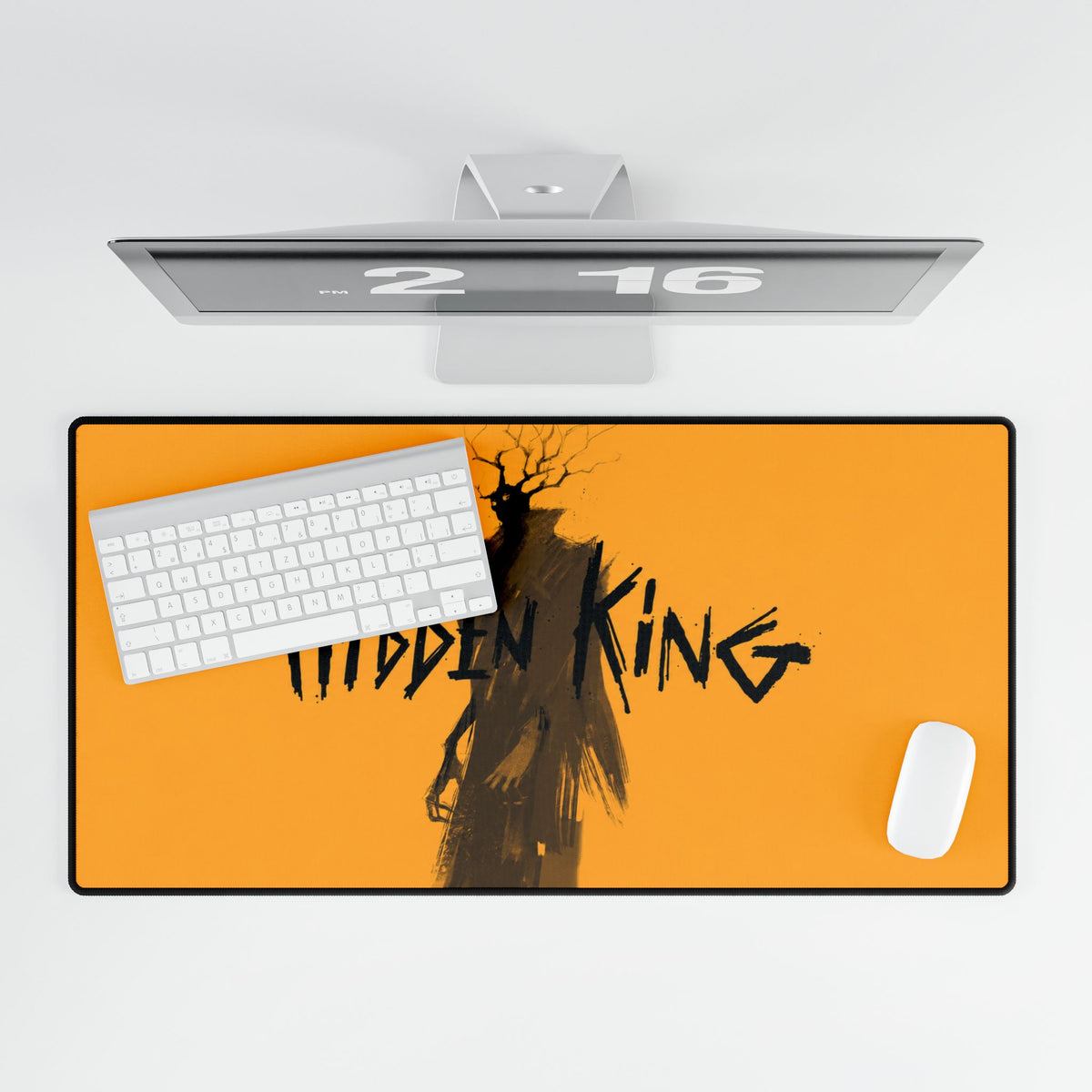 Deadlock Hidden King silhouette Desk Mat | orange gaming mouse pad