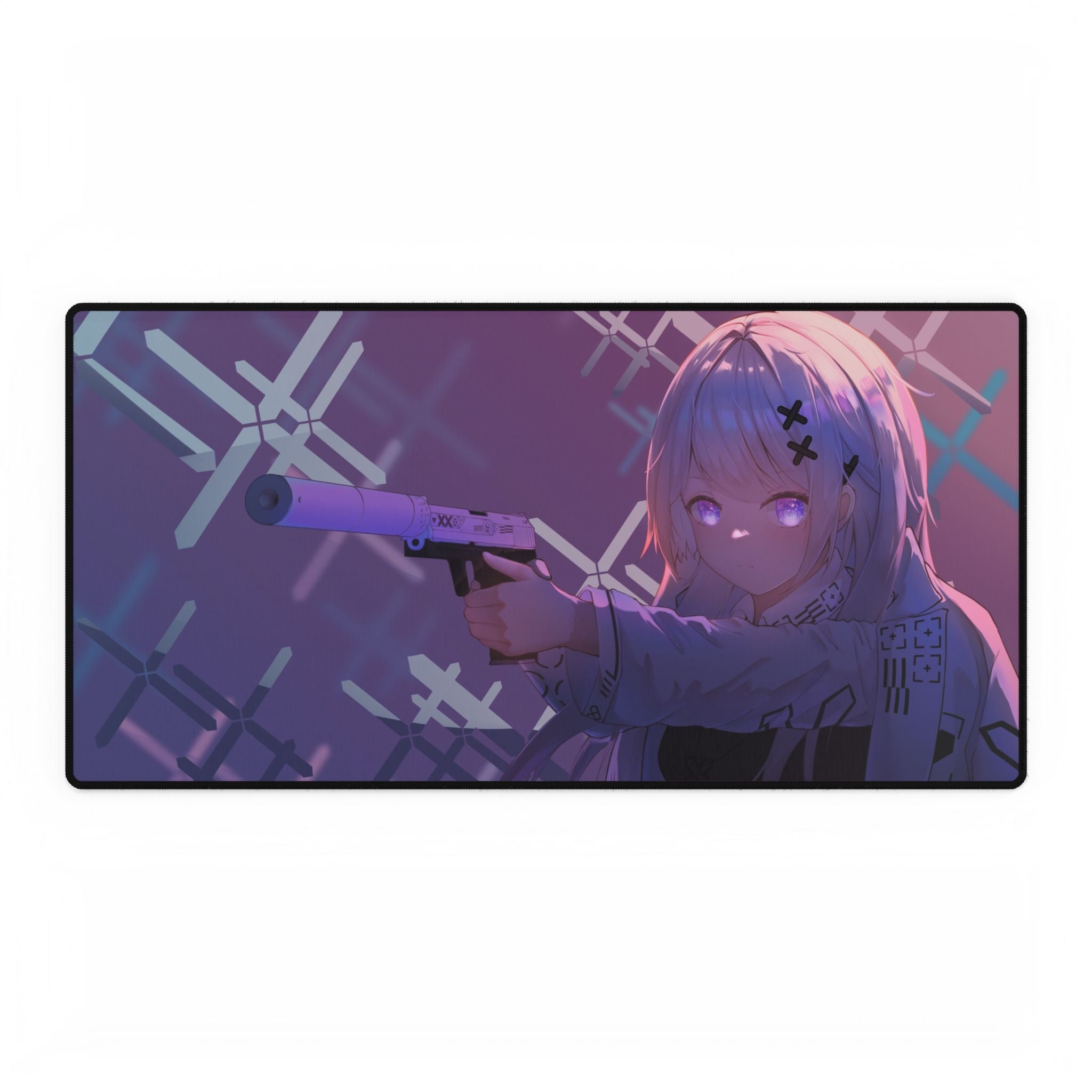 Anime Girl with Gun Desk Mat | Large Extended Gaming Mouse Pad