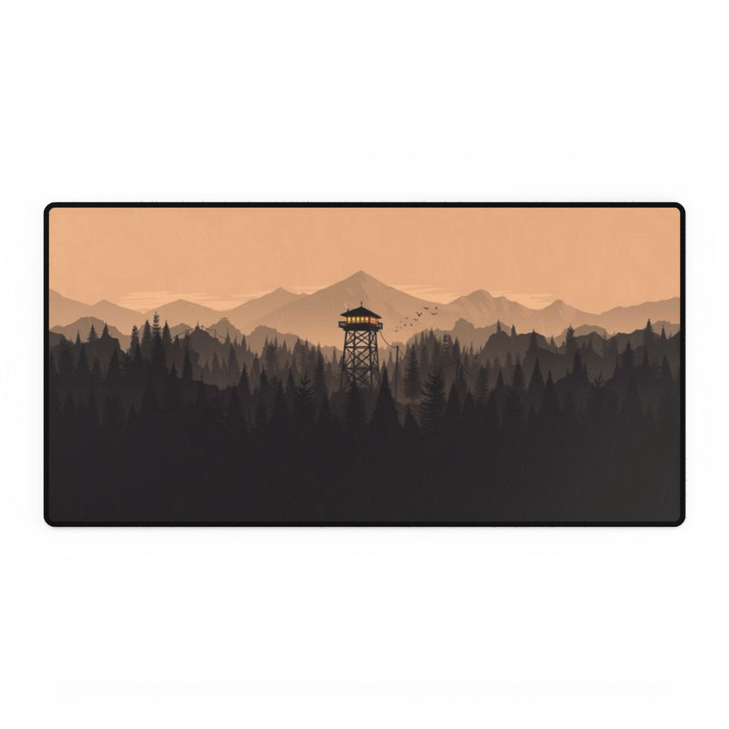 Forest Fire Watch Desk Mat — Mountain Silhouette Desk Pad Personalized Gifts