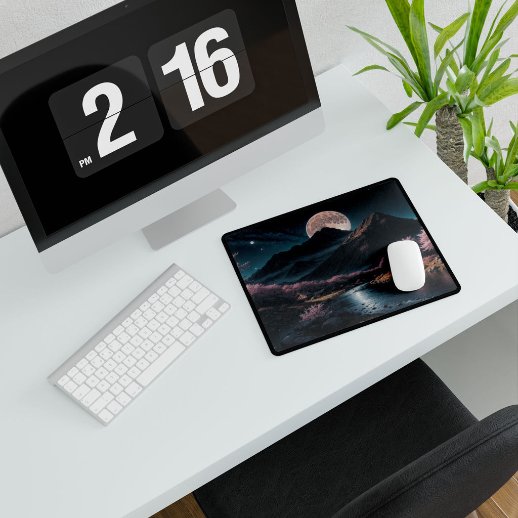 Moonlit Cherry Blossom Valley Desk Mat | Non-Slip Anime Gaming Mouse Pad