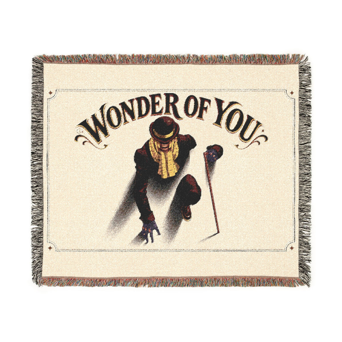 Wonder of You woven blanket | vintage performer illustration, retro typography