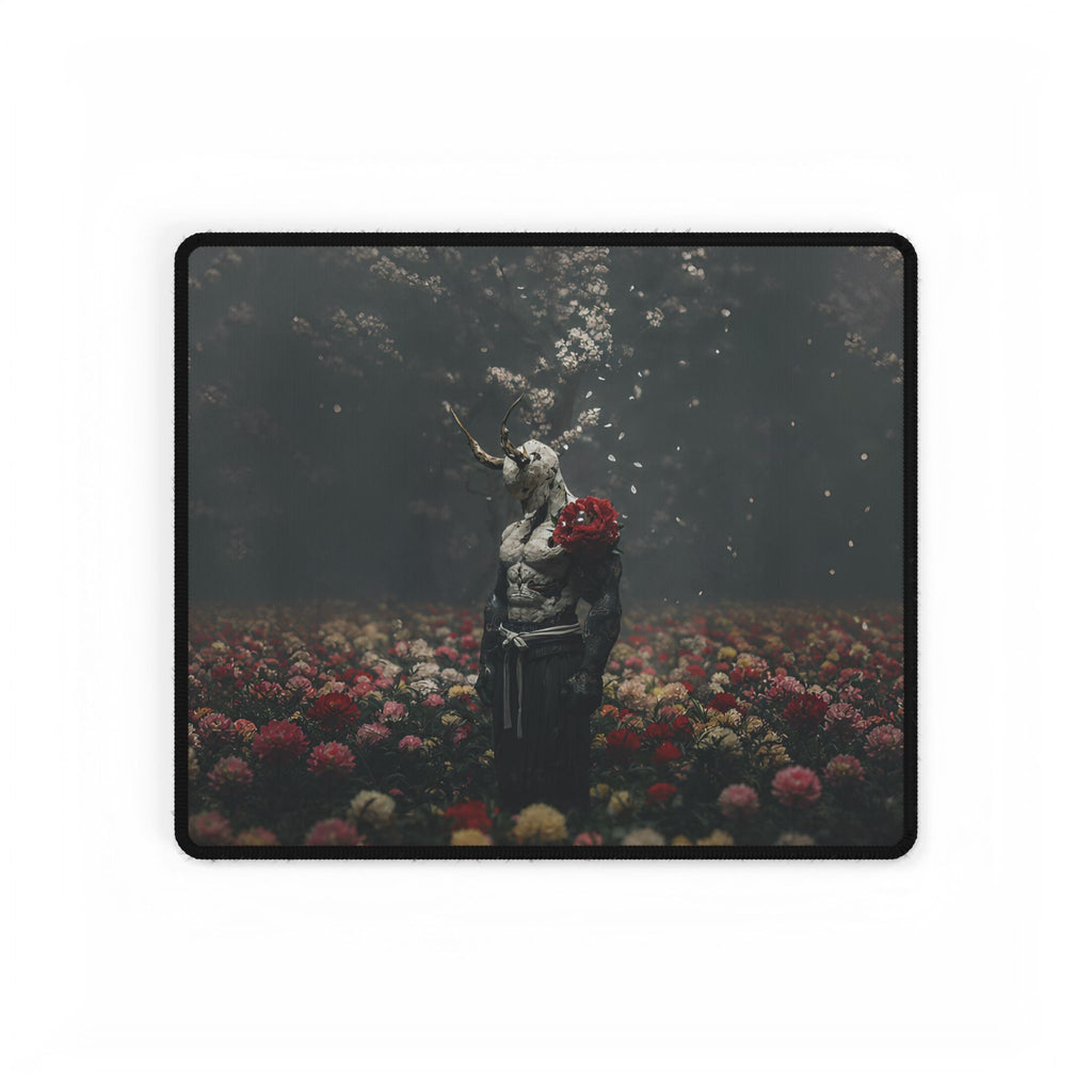 Mahoraga Gothic Garden Desk Mat — Surreal Floral Nightscape Mouse Pad