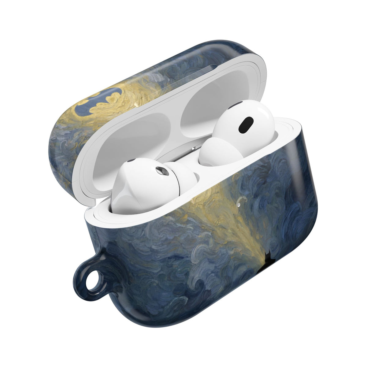 Bat Signal Starry Night AirPods Case, Dark Hero Earbud Cover, Gothic Superhero Inspired AirPod Pro Case, Glossy Full Wrap Gift