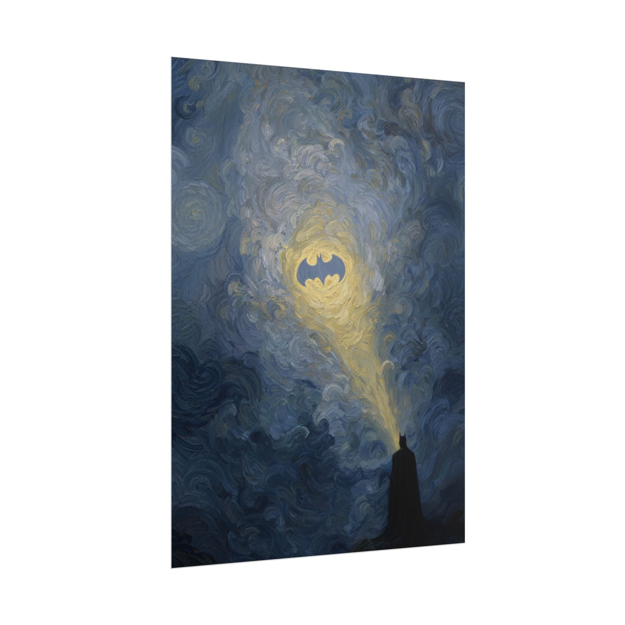 Bat Signal Starry Night Rolled Poster | Night Sky, Lighthouse Silhouette