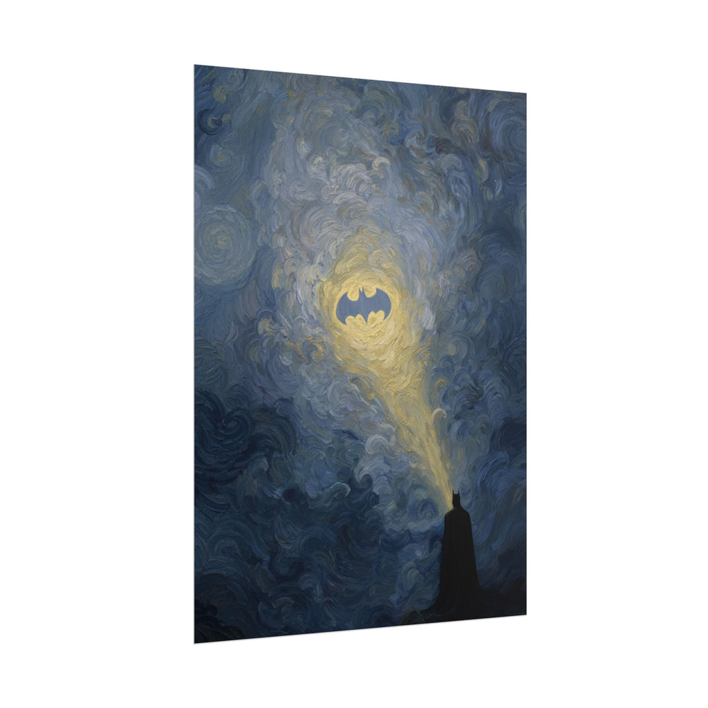 Bat Signal Starry Night Rolled Poster | Night Sky, Lighthouse Silhouette