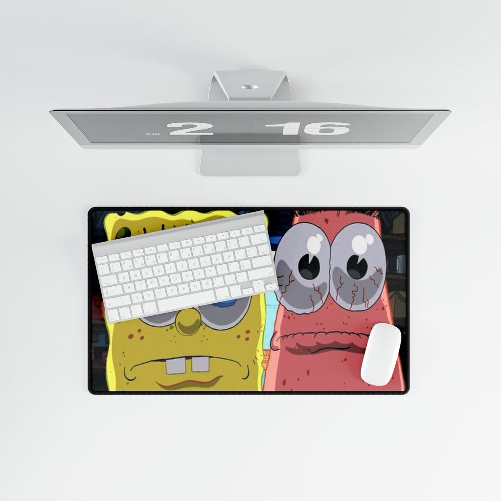 Wide Cartoon Eyes Sponge & Starfish Desk Mat | Large Gaming Mousepad