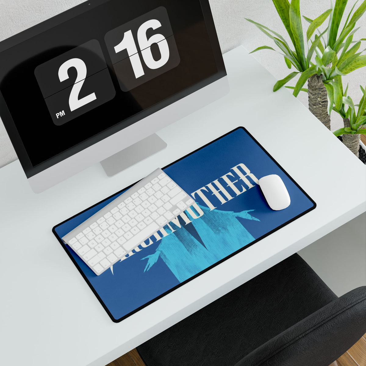 Deadlock Archmother Desk Mat, Blue Gothic Fantasy Mouse Pad, Non-Slip Gaming Desk Pad, Stitched Edges, 3 Sizes