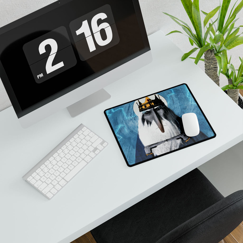 Penguin King illustration Desk Mat | Gaming Mousepad, Lightning Background