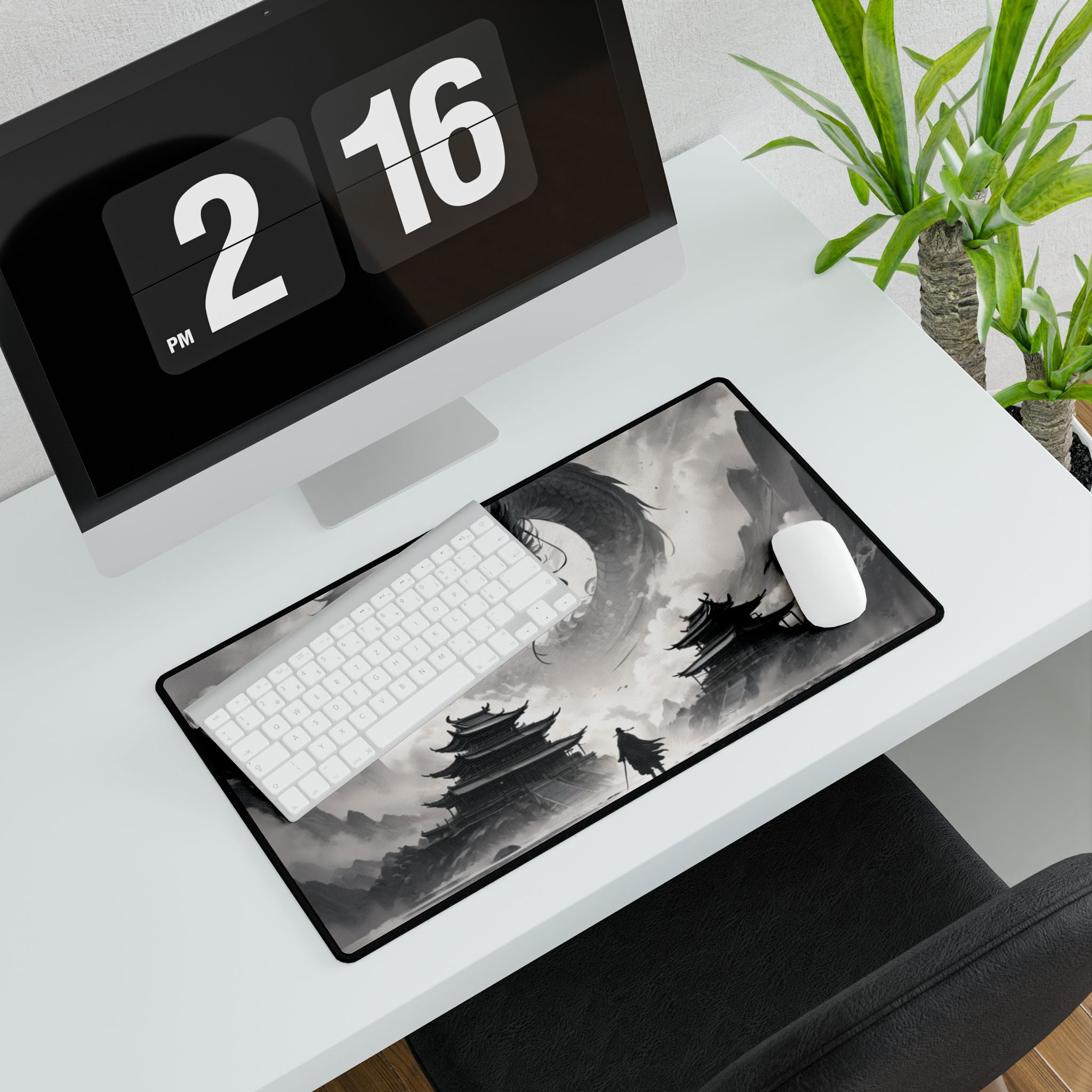 Chinese Dragon Desk Mat | XL Non-Slip Gaming & Office Mouse Pad, Landscape Art