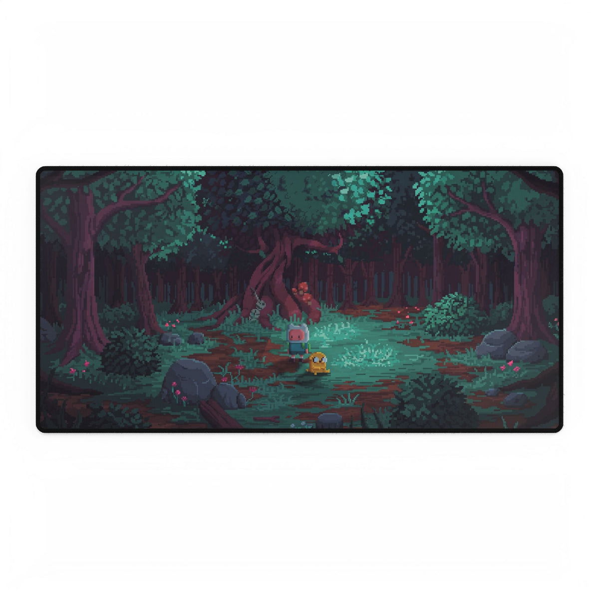 Mystical Forest Night Desk Mat | Pixel Art Woodland Scene