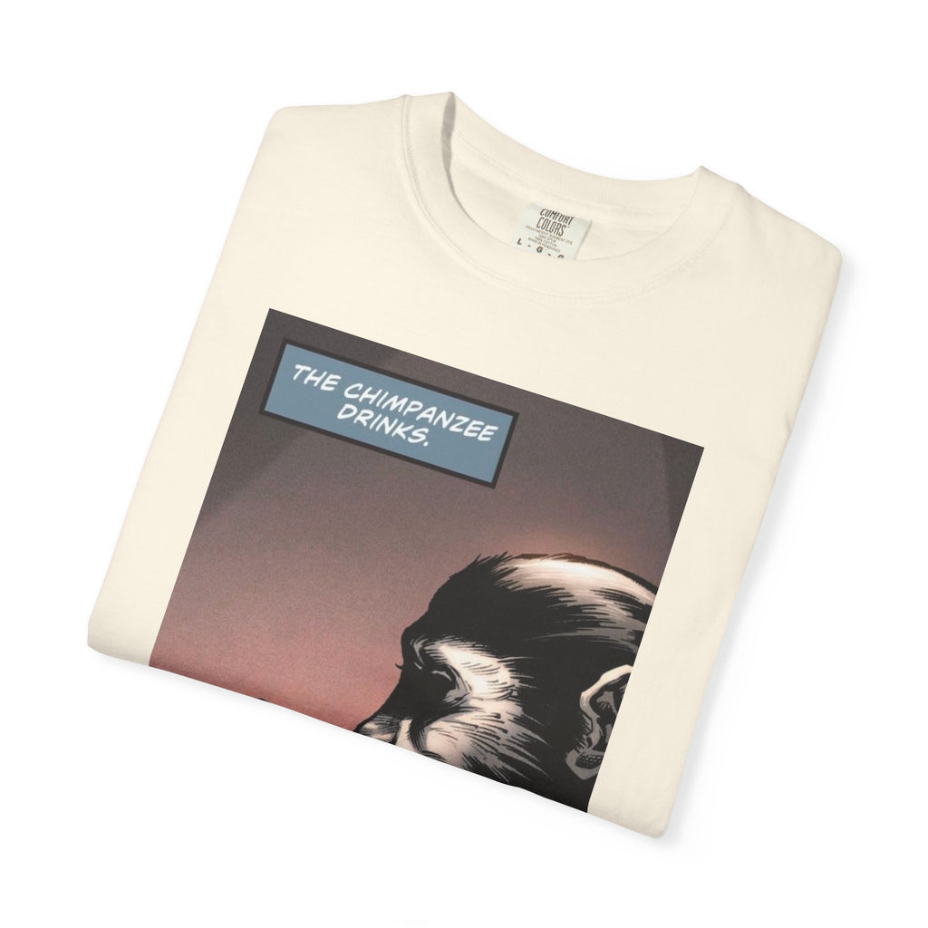 Chimpanzee Drinking Whiskey T-Shirt | Retro Comic Ape Illustration