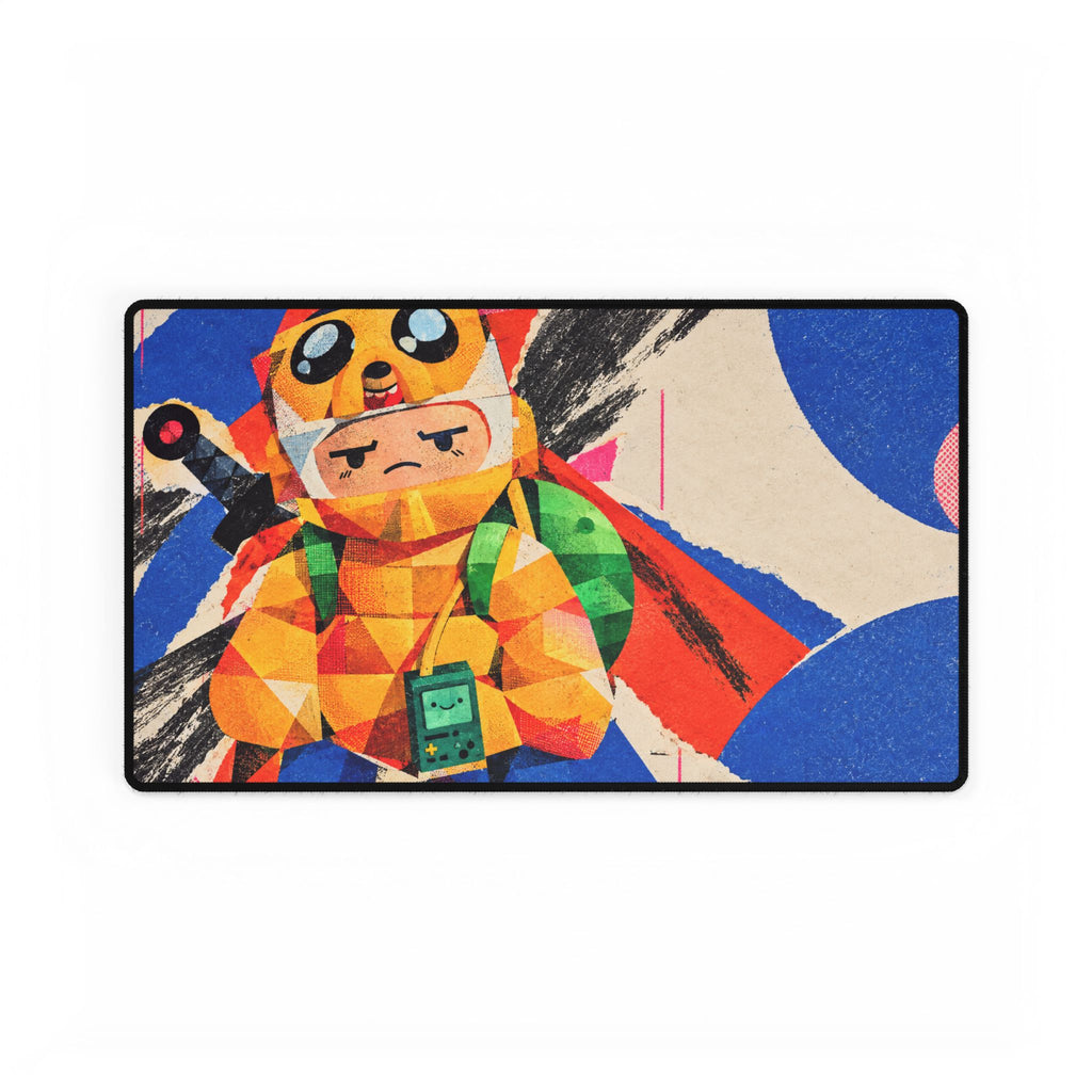 Geometric Adventure Time Cartoon Samurai Desk Mat | Large Gaming Mousepad